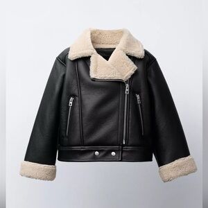Faux leather sherling jacket